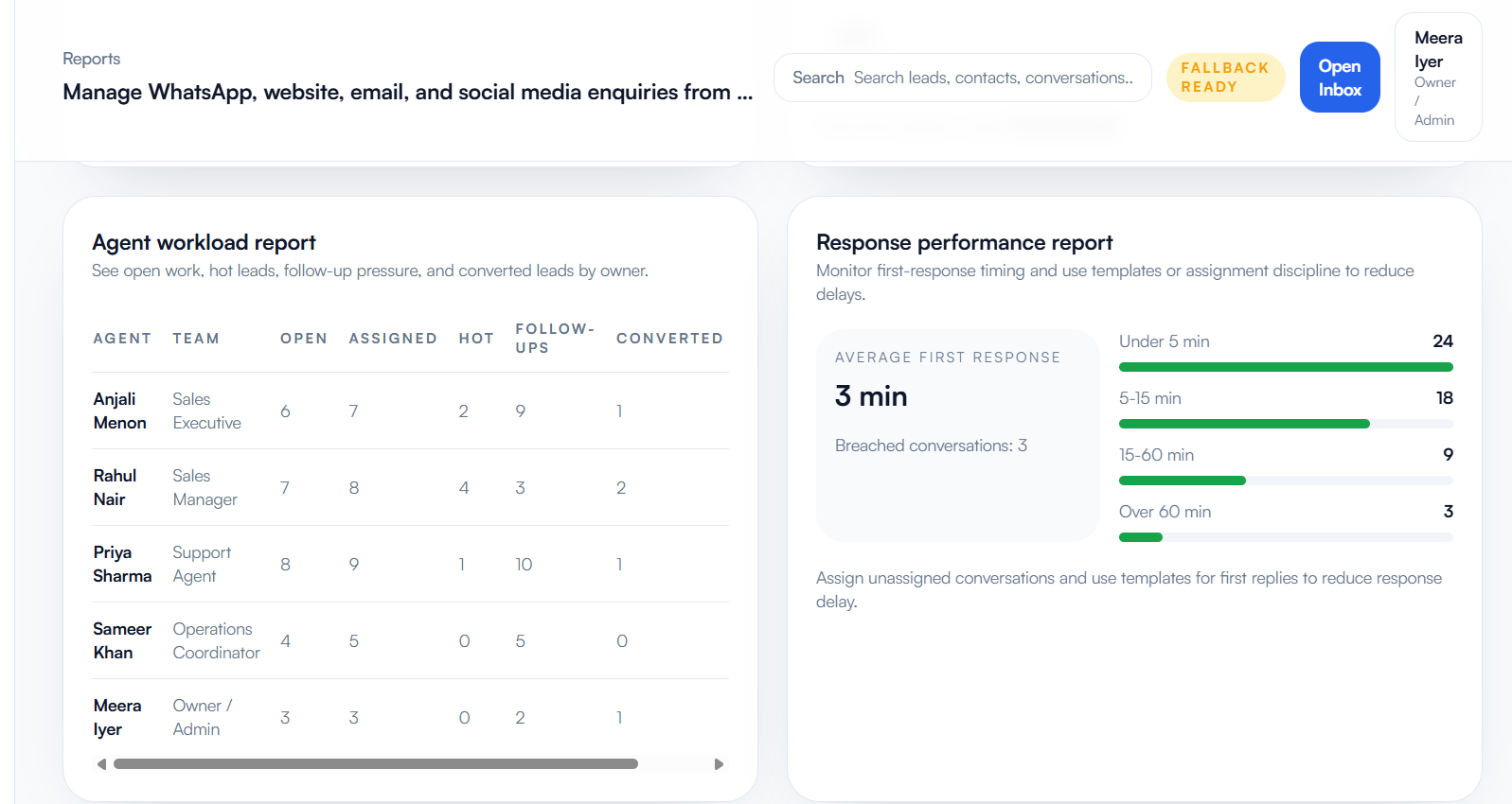 SpeedInno Engage performance reports